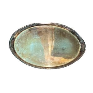ANTIQUE ELKINGTON CO ELECTRO BUTLER'S TRAY 25" OVAL HANDLED ETCHED
